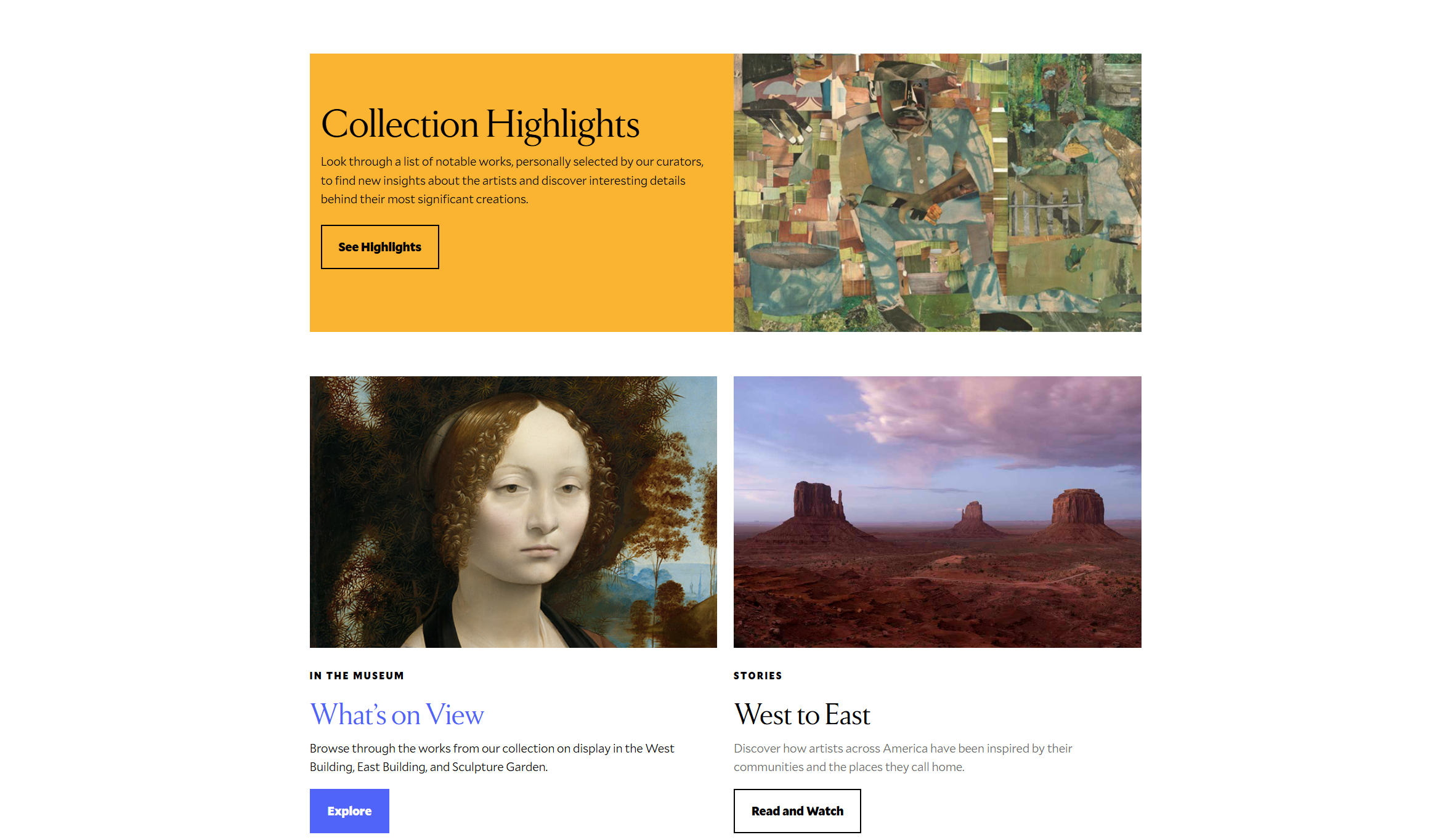 National Gallery of Art homepage